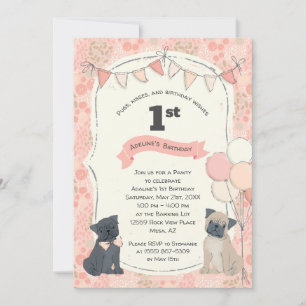Invitación Fotos de perros "pugs" y "besos"