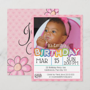 Invitación Fotos de Personalizado del corazón rosado Cumpleañ