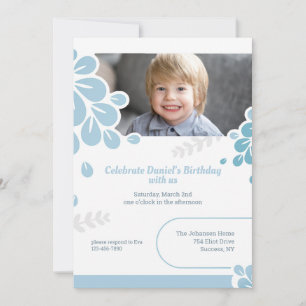Invitación Fotos de Pétalos Azules