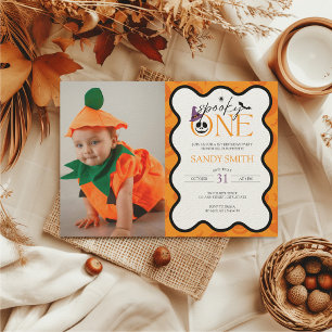 Invitación Fotos de primer cumpleaños de Halloween en Spooky