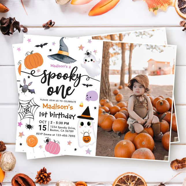 Invitación Fotos de primer cumpleaños de Halloween en Spooky  (Subido por el creador)