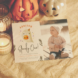 Invitación Fotos de primer cumpleaños de Halloween espeluznan