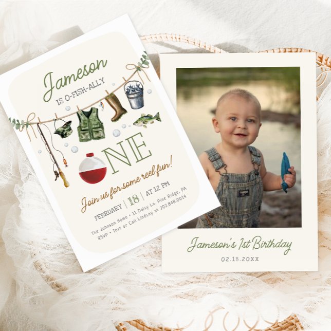 Invitación Fotos de primer cumpleaños de One Fishing (Subido por el creador)