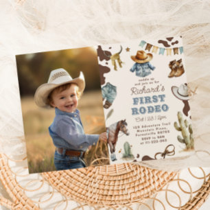 Invitación Fotos de primer cumpleaños de Western First Rodeo