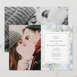 Invitación Fotos de primeros copos de nieve Vegetación Boda d