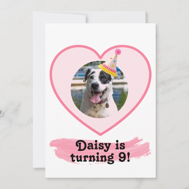 Invitación Fotos de Punto Polka Cumpleaños con cepillo rosa (Anverso)