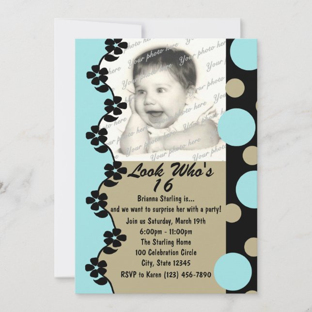 Invitación Fotos de Punto Retro Cumpleaños (Anverso)