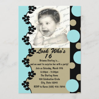 Invitación Fotos de Punto Retro Cumpleaños