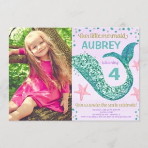 Invitación Fotos de purpurina verde azulado púrpura rosa en c