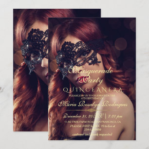 Invitación Fotos de Quinceanera en la mascarada de la Moda mo