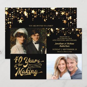 Invitación Fotos del 40 Aniversario Entonces y Ahora Negro y 