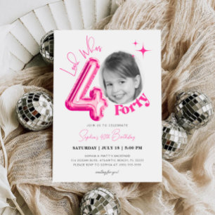Invitación Fotos del Balón Rosado 40 de Cumpleaños de Mujeres