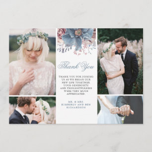 Invitación Fotos del Boda floral Dusty Blue y Mauve