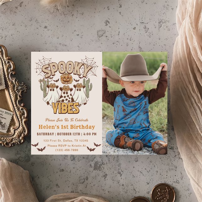 Invitación Fotos del primer cumpleaños de Fiesta occidental e (Subido por el creador)
