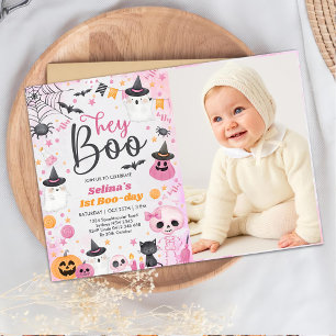 Invitación Fotos del primer cumpleaños de Halloween Ghost Fie