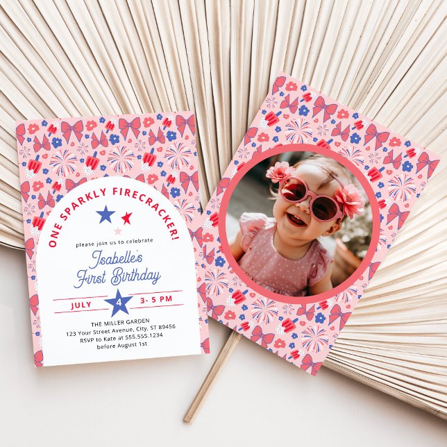 Invitación Fotos del primer cumpleaños del 4 de julio (Subido por el creador)