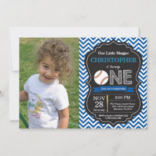 Invitación Fotos del primer cumpleaños del Fiesta de béisbol