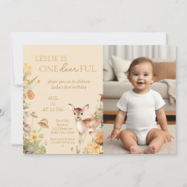 Invitación Fotos del primer cumpleaños del venado de Woodland