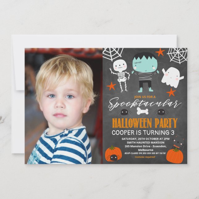 Invitación Fotos Día de cumpleaños de la fiesta de Halloween  (Anverso)