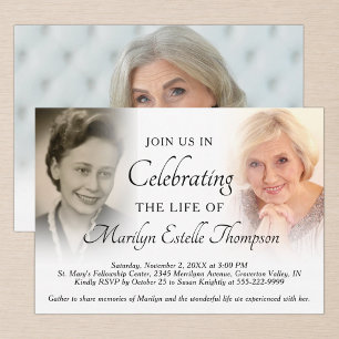 Invitación Fotos Elegantes de Celebración de Vida