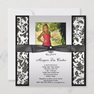 Invitación Fotos en blanco y negro de niñas graduadas