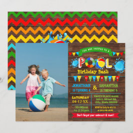 Invitación Fotos fiestas combinadas de hermanos bash de cumpl
