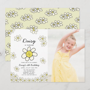 Invitación Fotos florales blancas en caída de Daisies Cumplea