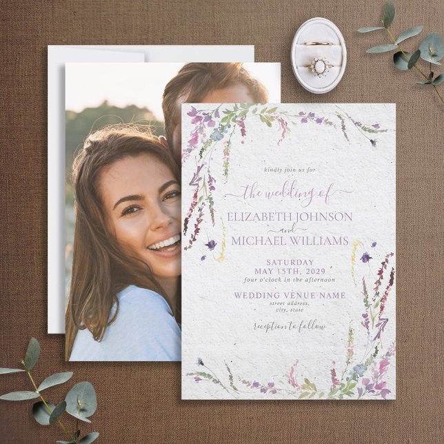 Invitación Fotos florales de moda Lilac Lavender Boda Jardín (Subido por el creador)