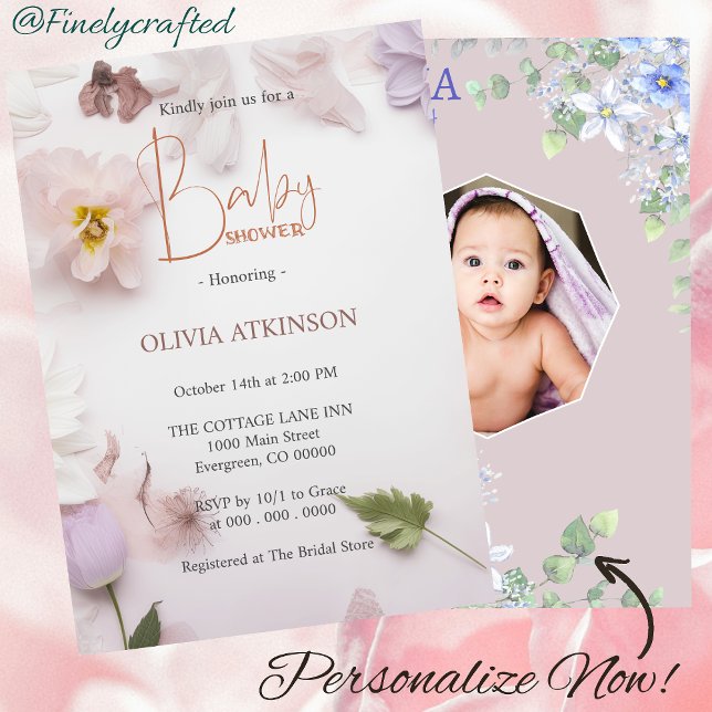 Invitación Fotos florales de naturaleza personalizadas Baby S (Subido por el creador)