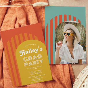 Invitación Fotos graduadas de arco de terracota retro de los 