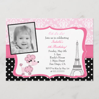 Invitación Fotos invitadas de cumpleaños a Pink Poodle en Par