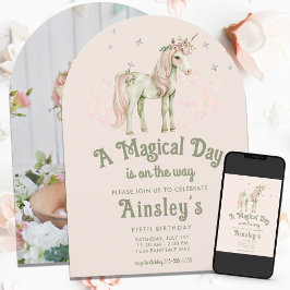 Invitación Fotos mágicas de unicornio Personalizado con arco