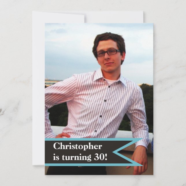 Invitación Fotos masculinas simples de 30 años para hombres m (Anverso)