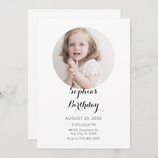Invitación Fotos Minimalistas simples cumpleaños (Anverso / Reverso)