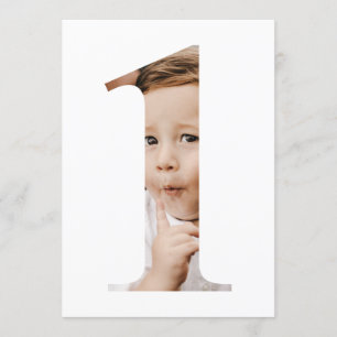 Invitación Fotos Minimalistas simples número uno primer cumpl