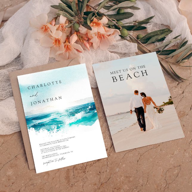 Invitación Fotos modernas Bodas acuáticas en la playa (Subido por el creador)