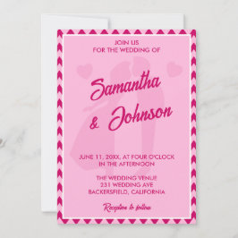 Invitación Fotos modernas de boda con rosa pálido y raya de c