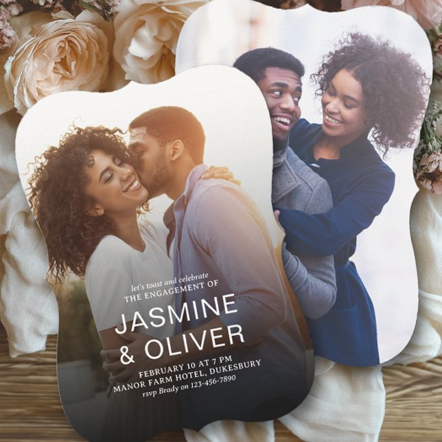 Invitación Fotos modernas de compromiso de sangre completa Fi (Engagement Photo Invitation from the Engagement Party Invitations collection by Darling & May)