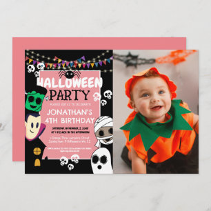 Invitación Fotos modernas Halloween fiesta de cumpleaños de G
