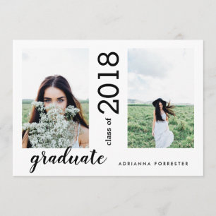 Invitación Fotos modernas minimalistas del graduado dos