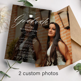 Invitación Fotos modernas overlay guión fiesta de graduación