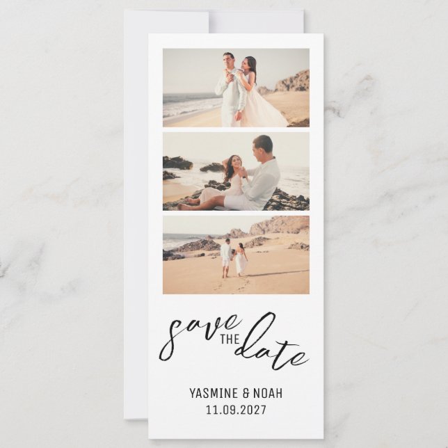 Invitación Fotos modernas salven la fecha (Anverso)