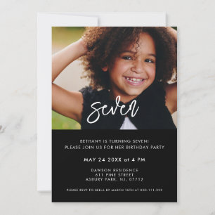 Invitación Fotos modernas y contemporáneas en negro cumpleaño