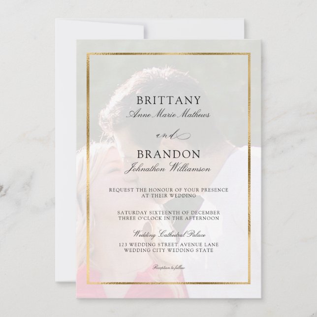 Invitación Fotos modernas y elegantes bodas (Anverso)