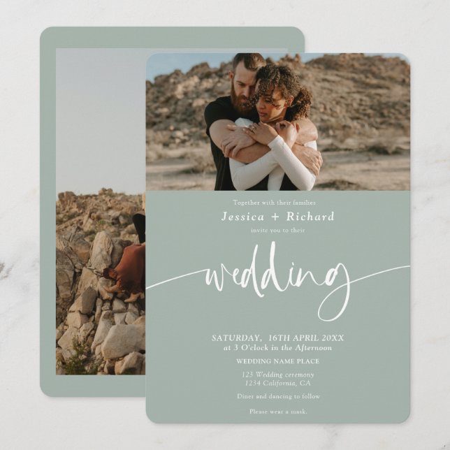 Invitación Fotos modernas y elegantes del guión boda del euca (Anverso / Reverso)