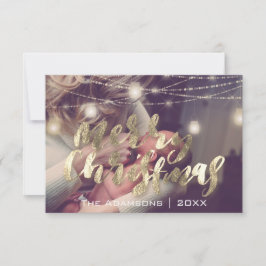 Invitación Fotos navideñas de Feliz Personalizado Strings Gol