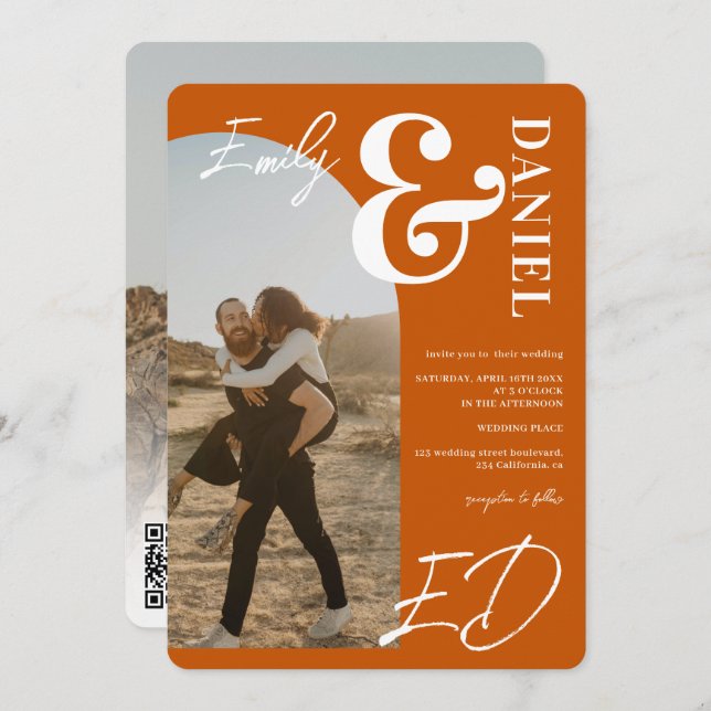 Invitación Fotos nombre en negrita script archienemigo boda n (Anverso / Reverso)