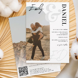 Invitación Fotos nombres en negrita script arco boda blanco n