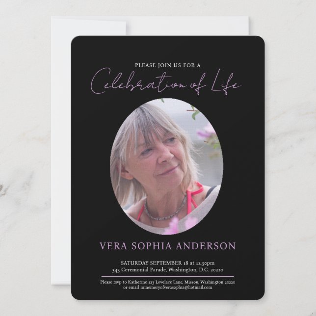 Invitación Fotos ovaladas del corazón del servicio conmemorat (Anverso)