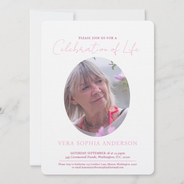 Invitación Fotos ovales y rosas del servicio conmemorativo (Anverso)